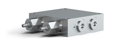 Le bloc de commande lorsque la tête de serrage Ratio-Clamp® est montée sur un vérin hydraulique.