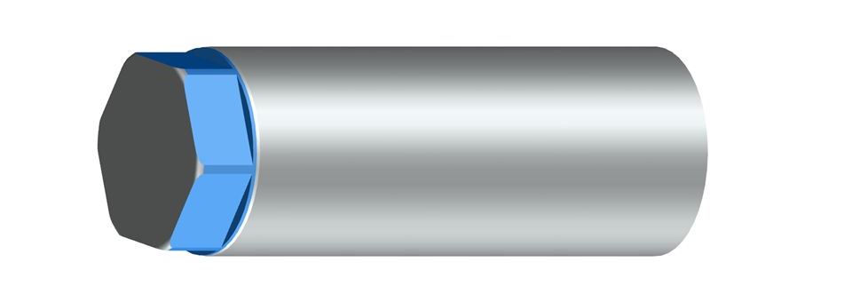 Hexagone sur l'extrémité de la tige