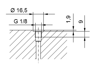 Schéma Filetage de tuyau ISO 228 partie 1 - G1/8 pour tétons à visser selon DIN 3852 partie 2, forme A (avec joint d'étanchéité selon DIN 3869) ou forme B (avec arête d'étanchéité)