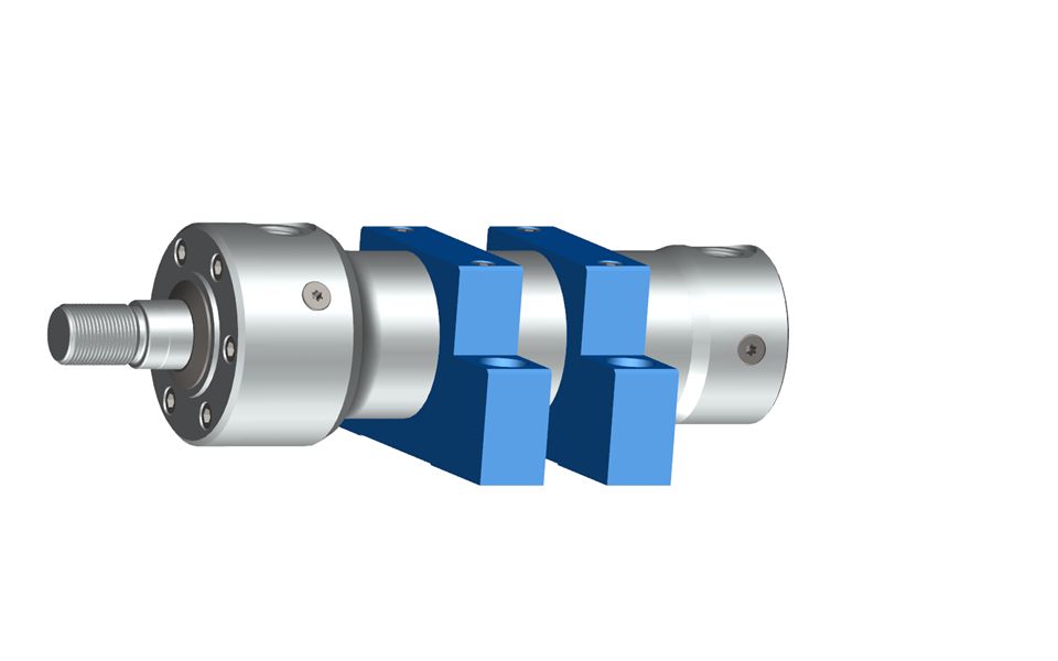 Vérin simple tige avec fixation à pattes vissée